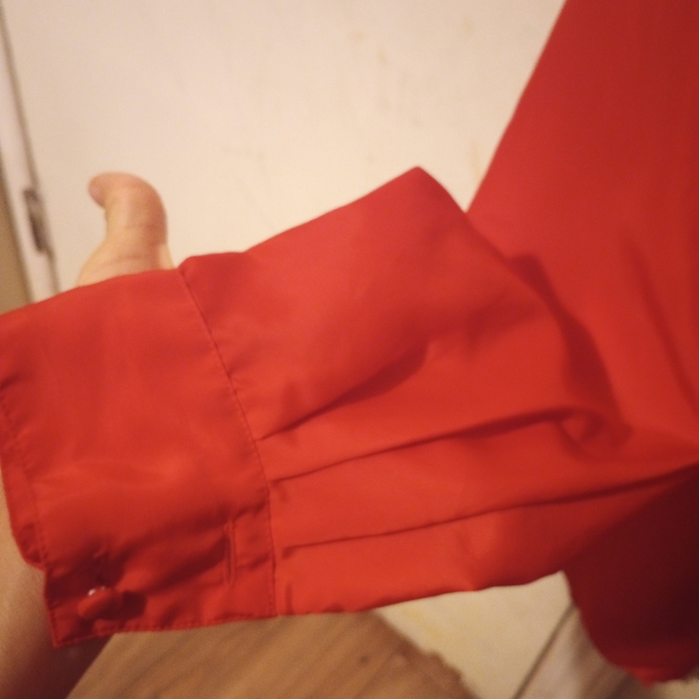 Vibrant Red Long Sleeve Blouse